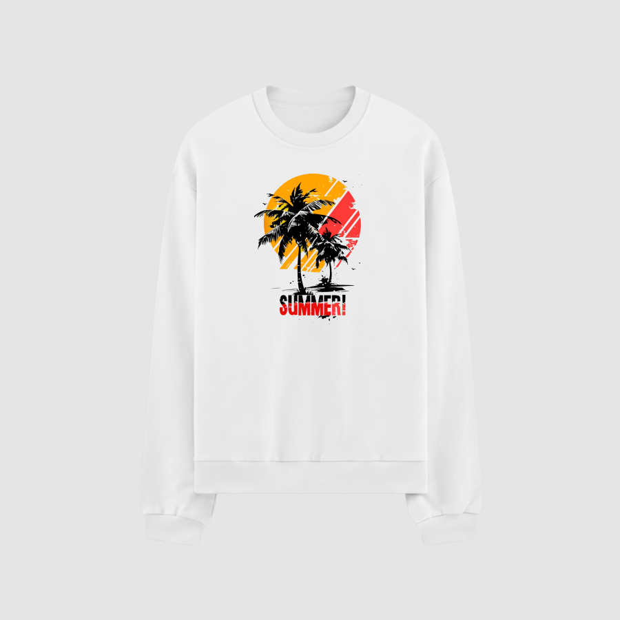 Sweatshirt Oversize Premium Erkek Beyaz